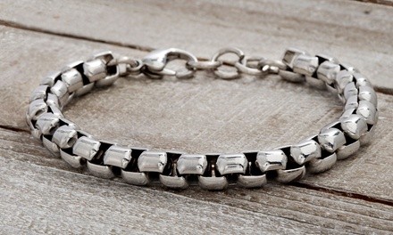 Men's Box Chain Bracelet in Stainless Steel by Simply Steel