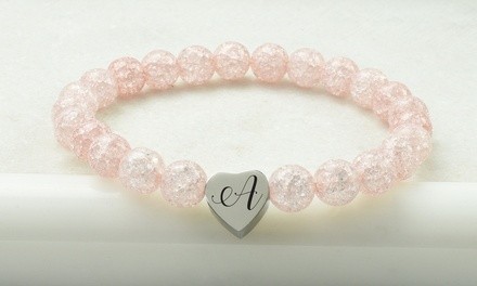 Crystal Initial Stretch Bracelet By Pink Box