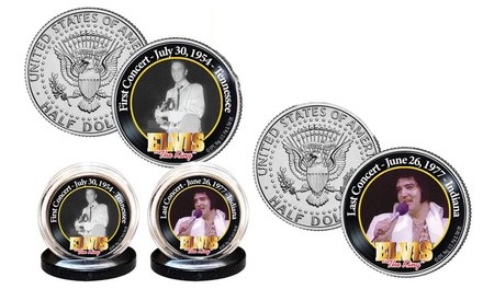 Elvis Presley First and Last Concert JFK Half Dollar Genuine US Coin Set (2-Piece)