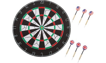 Hey! Play! 18-inch Double-Sided Flocking Dartboard with Six 17g Darts