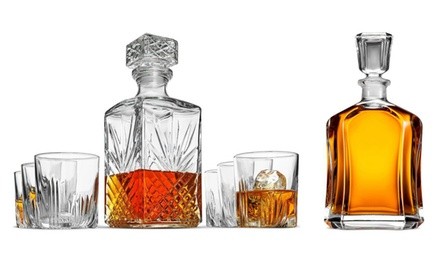 Italian Whiskey Decanter and Optional Glass Set. Multiple Options.