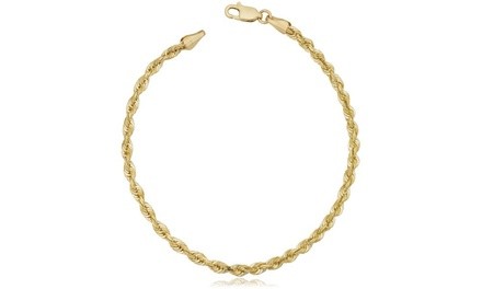 3MM Diamond-Cut Rope Chain Bracelet in 10K Solid Gold by Moricci