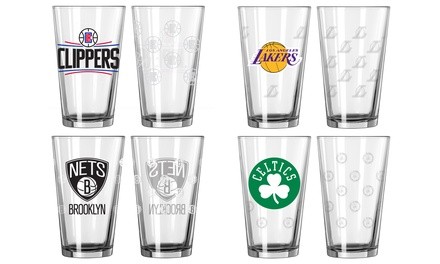 Boelter NBA 16oz. Satin Etch Pint Glass Set (2-Pack)