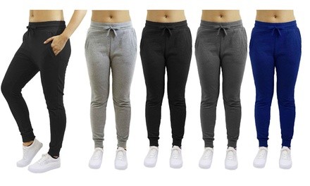 Women's Loose Fitting Soft Cotton Blend Joggers (3-Pack)