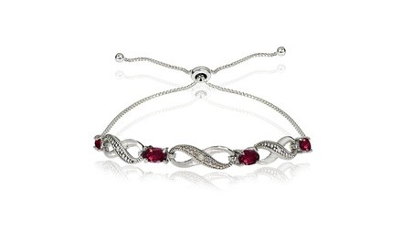 Ruby Figure 8 Infinity Adjustable Bolo Bracelet in Sterling Silver