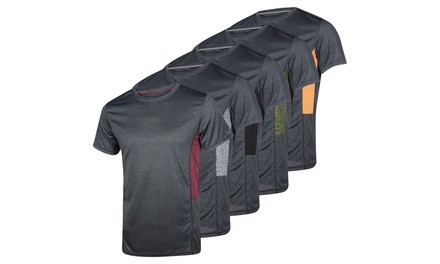 Real Essentials Men's Dry Fit Active Performance T-Shirt (5-Pack)(S-2XL)