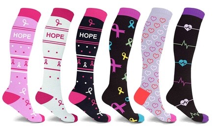 Breast Cancer Awareness Hope Compression Socks (3 or 6 Pairs)