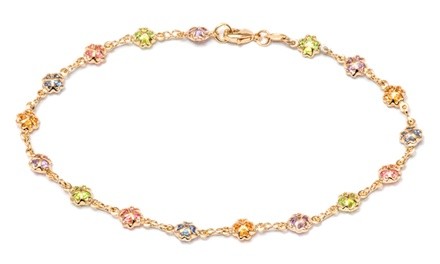 18K Gold Plated Multi-Colored Crystal Butterfly Anklet made with Swarovski Elements