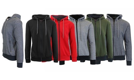 Men's Slim-Fit Marled Tech-Fleece Hoodie with Side Zipper Pockets