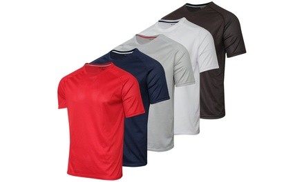 5-Pack Men's Mesh Quick-Dry Tech Stretch Short-Sleeve Crew T-Shirt