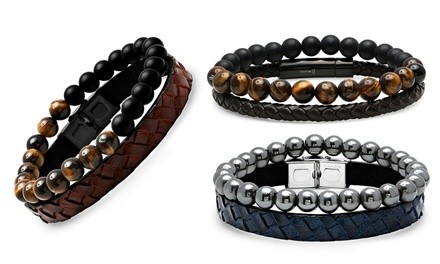 Men's Beaded and Leather Bracelets