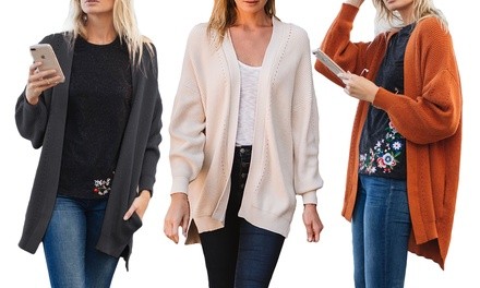 Reflection Women's Blouson Sleeve Cardigan. Plus Sizes Available