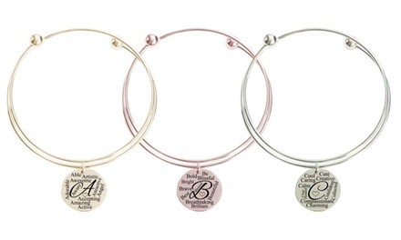 Double Layer Initial Bangle by Pink Box