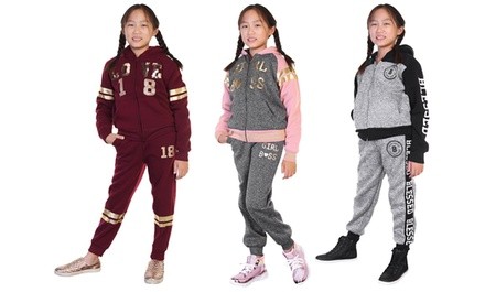 Big Girls' Fleece- or Sherpa-Lined Hoodie and Joggers Set