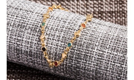 Gold Heart Gemstone Bracelet 