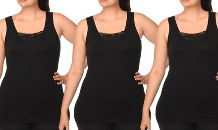 Under Control Women’s Plus Size Adjustable Strap Camisole or Tank Top (3-Pack)