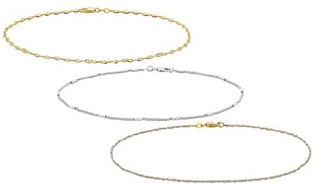 Moricci 14K Gold Chain Anklet. Multiple Options Available.