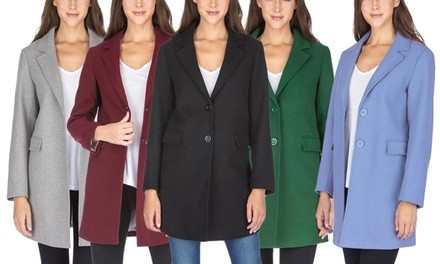 Haute Edition Women's Wool Blend Single Breasted Coats. Plus Sizes Available.