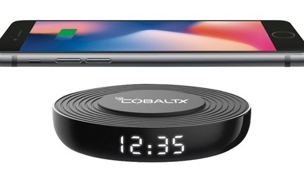 CobaltX Wireless Charging Pad with Digital LED Clock