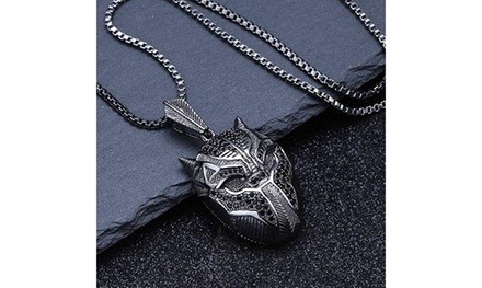 Black Iced Out Crystal Pav'e Panther Pendant Necklace 