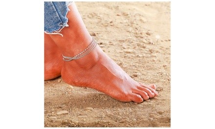 Cubic Zirconia Triple Layer Ankle Bracelet