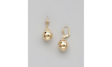 18K Gold Plated Gold 12mm Ball Drop Earrings