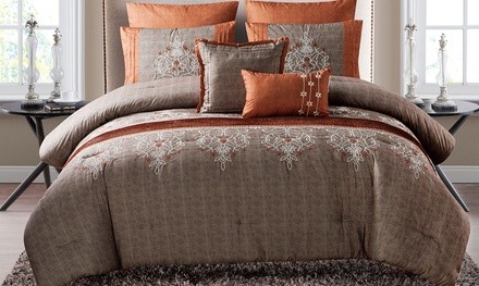 Grace Chambray Embroidered Comforter Set (7-Piece)