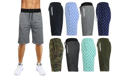 2-Pack Galaxy By Harvic Men's Solid & Printed Slim-Fit French Terry Shorts (S-2XL)