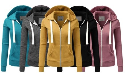 Doublju Women's Thin Lightweight Zip-up Hoodie Jacket. Plus Sizes Available.