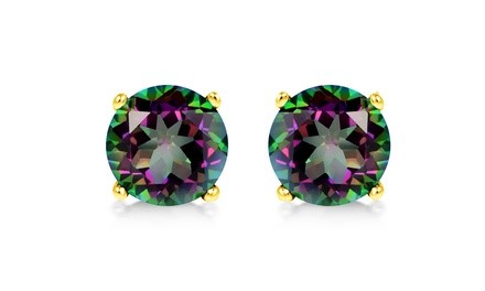 10K Gold 2.00 CTW Rainbow Topaz Stud Earrings By MUIBLU Gems