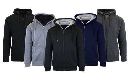 2-Pack Men's Sherpa and Fleece-Lined Zip Up Hoodie Set (M-2XL)