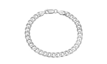 Men's Italian Solid Sterling Silver 150 Gauge Curb Chain Bracelet by Verona 