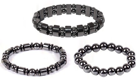 Natural Magnetic Hematite Stretch Bracelets