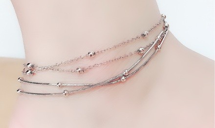 Four Row Sterling Silver Anklet