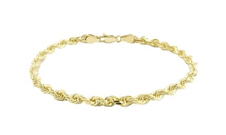 4MM Diamond-Cut Rope Chain Bracelet in 10K Solid Gold by Moricci