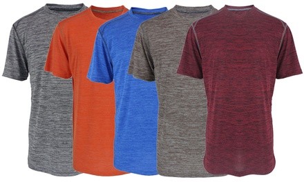 LeeHanton Men's Solid Active Performance Marled Crew T-Shirt (S-2XL)