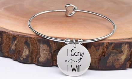 Inspirational Heart Wire Bangle by Pink Box