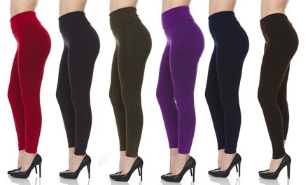 Women's High-Waist French Terry Leggings (6-Pack)