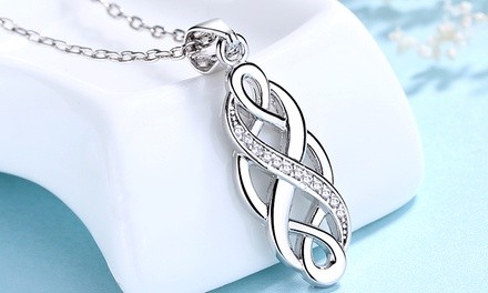 Sterling Silver Celtic Pendant Necklace made with Swarovski Crystals