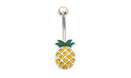 Pineapple Design Belly Button Ring Surgical Steel 14ga