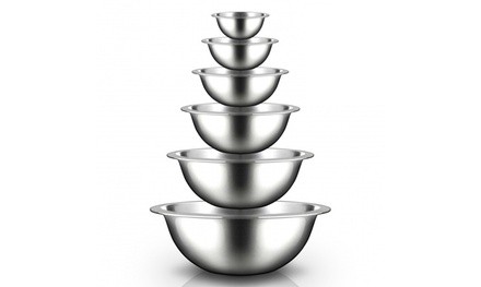 Stainless Steel Food Mixing Bowl Set (6-Piece)