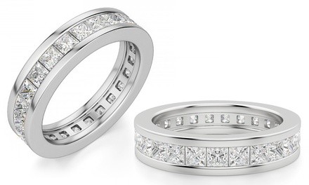 Bezel Set Princess Cut Cubic Zirconia Eternity Rings (Multiple Options)