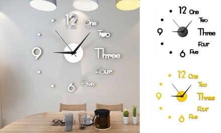 3D Wall Clock Frameless Mirror Number Sticker Modern Art Decal Decor