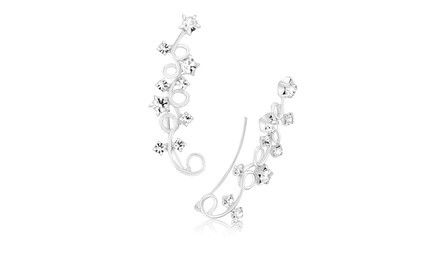 925 SS Ear Pins Earrings With Crystal Glass