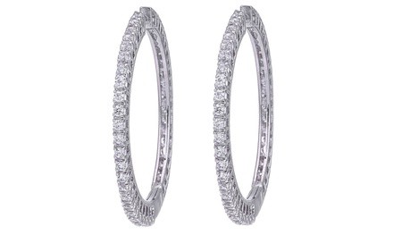 CZ sparkling elements round hoop earrings