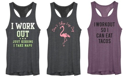 Women's Workout Humor Meshback Tanks. Plus Sizes Available. 