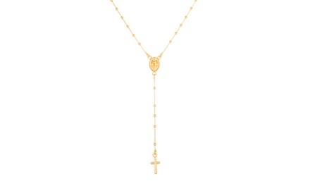 18K Gold Sterling Silver Rosary Necklace