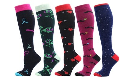 REXX Women's Knee-High Mild Compression Socks (3 or 5 Pairs)