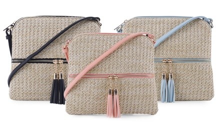 MKII Naomi Straw Crossbody Bag with Tassel for Women