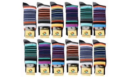 12 Pairs USBingoshop Cotton Men's Striped Fashion Casual Dress Socks 10-13